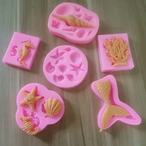 Serie Ocean Conchiglia Corallo Forma Decorazione per Torte Stampo Silicone Liquido Fondente Cioccolato Fai da Te Strumento da Forno