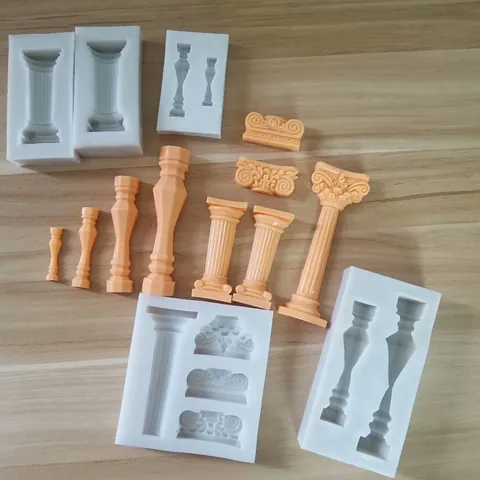 Moldes de Silicona de Columna Romana Vintage para Decoración de Pastelería de Chocolate Fondant Molde de Columna de Silicona Líquida DIY