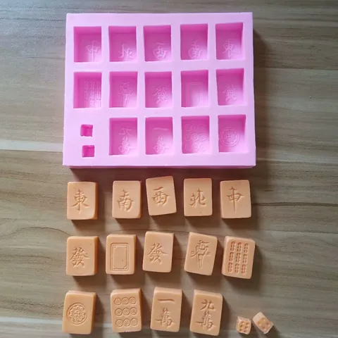 Mahjong Silicone Mold For Chocolate Candy Baking Soap Aromatherapy Plaster Chinese Style Traditional Design DIY Craft Tool