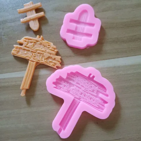 Moule Décoration Gâteau en Silicone Panneau Signalisation Dessin Animé Vintage Outils Pâtisserie DIY pour Chocolat Fondant