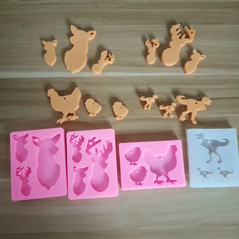 Moule en Silicone pour Pendentif Porte-clés DIY Forme d'Élan Cerf Dinosaure Moules de Coulée en Résine Outil d'Artisanat