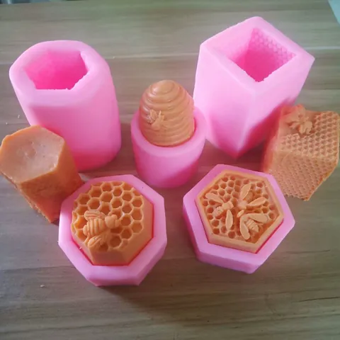 Moule en Silicone Abeille Nid d'Abeille 3D pour Savon Artisanal DIY Bougie d'Aromathérapie Moule de Décoration de Gâteau