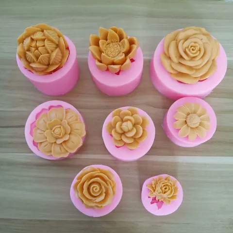 8 Flower Shapes Silicone Mold For Aromatherapy Gypsum Cake Decorating Rose Lotus Sunflower Candle Soap Making DIY Craft Baking Tool