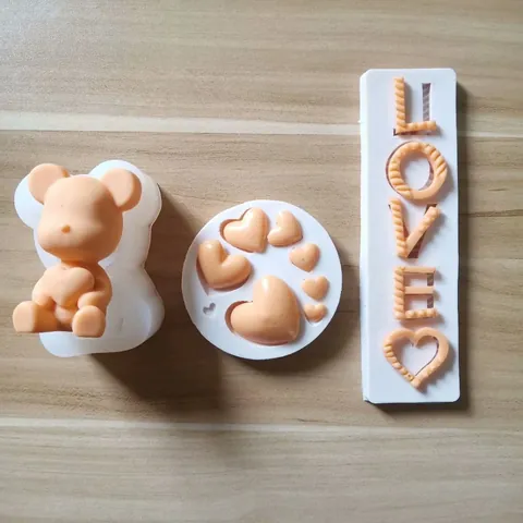 Silicone Cake Mold Cute Bear Heart Love Letter Shape Fondant Chocolate Mold For Valentine Day Cake Decoration DIY Baking Tool