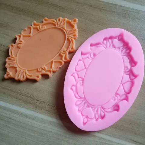 Vintage European Style Heart Oval Photo Frame Silicone Mold For Valentine's Day DIY Baking Fondant Chocolate Clay Mold