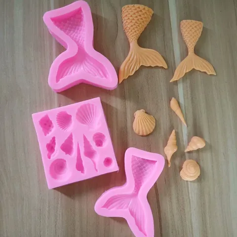 DIY Meerjungfrau Schwanz Muschel Silikonform Ozean Thema Flüssig Fondant Kuchen Dekorationswerkzeuge Für Schokolade Süßigkeiten Ton Handwerk