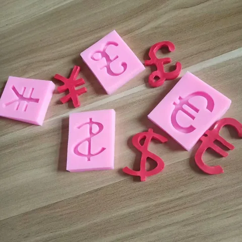Moldes de Silicona de Símbolos de Monedas Para Decoración de Pasteles Fondant Chocolate Dólar Euro Libra Yen Herramientas de Panadería
