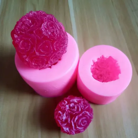 Molde de Silicona con Forma de Bola de Rosas 3D para Yeso de Aromaterapia Mousse de Chocolate Manualidades Decoración DIY