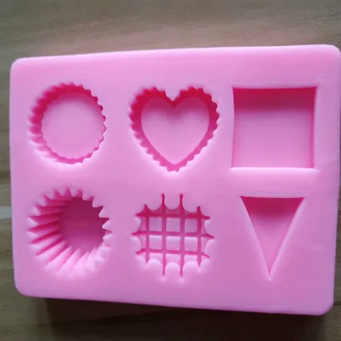 6-Holte Siliconen Wafel Bakvorm Hart Vierkant Rond Chocolade Bakplaat DIY Handgemaakte Zeep Geleivorm Roze Bakgereedschap