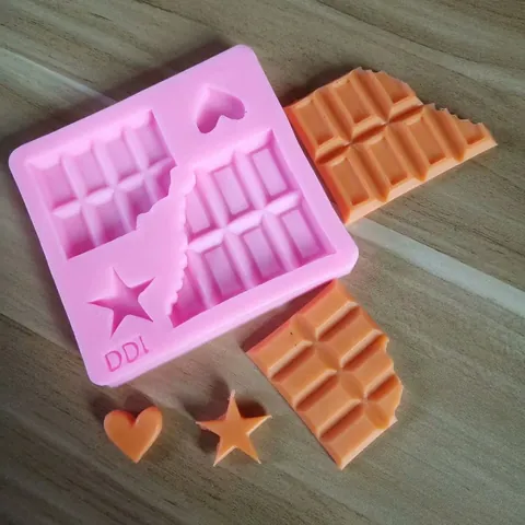 Creative Chocolate Bar Heart Star Shape Silicone Cake Mold For Fondant Cookie Decoration DIY Baking Tools Pink Kitchen Gadget