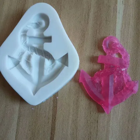 Anchor Shaped Liquid Silicone Mold For Fondant Chocolate Cake Decoration DIY Baking Tools Nautical Rope Texture Cake Mold