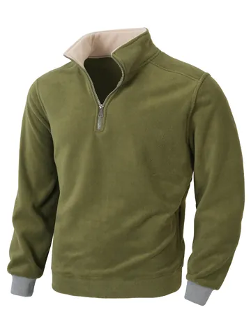 Heren Quarter Zip Polar Fleece Sweatshirt Verdikt Staande Kraag Winddicht Thermisch Pullover Warm Winter Casual Sportief Top