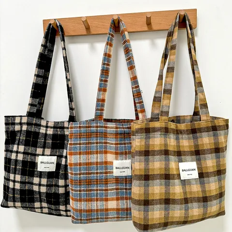 Women Canvas Plaid Leopard Print Shoulder Bag Large Capacity Tote Bag Urban Simple Student Handbag Versatile Daily Shopping Bag