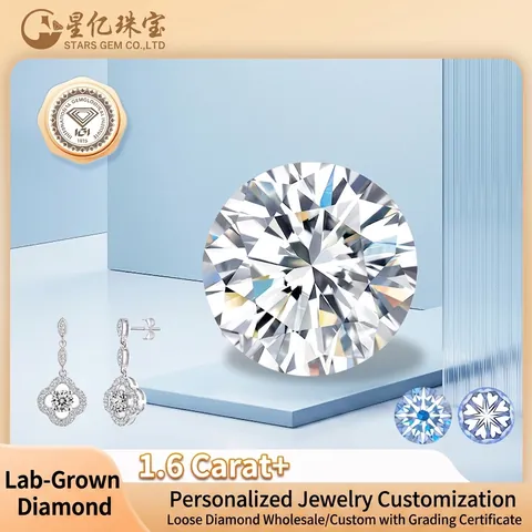1.6 Carat Round Brilliant Cut HPHT Lab-Grown Diamond IGI Certified Loose Diamond For Proposal Wedding Jewelry Making White