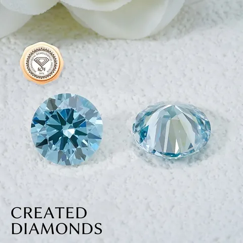 IGI Certified Lab-Grown Blue Diamond Round Brilliant Cut Loose Stone For Rings Jewelry Making Artificial Diamond