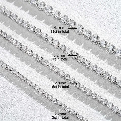 Luxury 925 Sterling Silver Lab-Grown Diamond Tennis Bracelet IGI Certified Round Brilliant Cut Women Sparkly Jewelry Gift