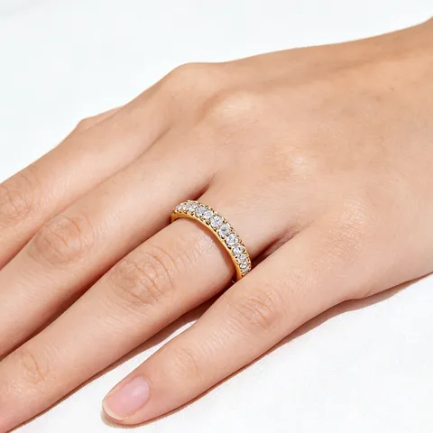 1.6mm Lab-Grown Diamond Half Eternity Band Ring 18K Gold Minimalist Thin Stackable Ring For Women Luxury Jewelry Gift