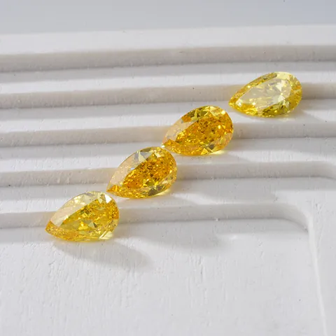 Certified Fancy Vivid Yellow Lab-Grown Diamond Pear Shape Loose Gemstone High Clarity Yellow Lab Diamond For Custom Jewelry