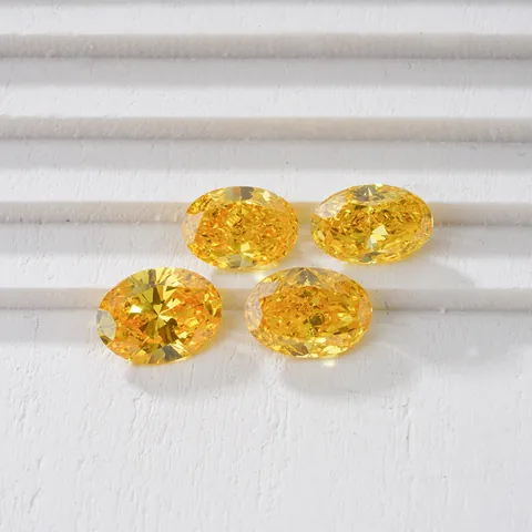 IGI Certified Oval Cut Lab-Grown Fancy Vivid Intense Yellow Diamond Loose Gemstone HPHT CVD Diamond Jewelry Making Materials
