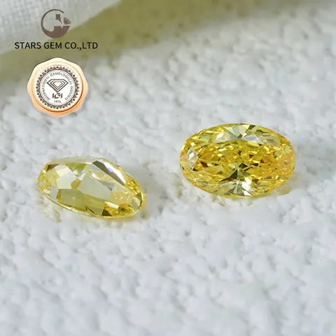 IGI Certified Oval Cut Lab-Grown Fancy Vivid Intense Yellow Diamond Loose Gemstone HPHT CVD Diamond Jewelry Making Materials