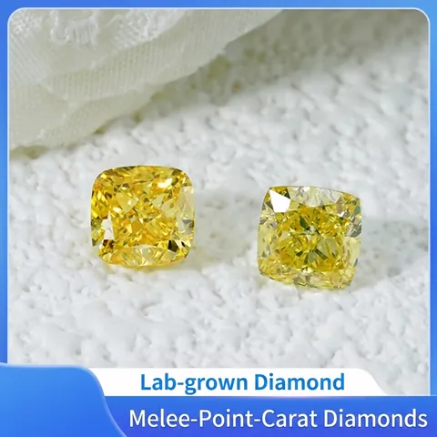 Lab-Grown Yellow Diamond Loose Stone HPHT CVD Synthetic Diamond Cushion Cut For Jewelry Making Professional Wholesale