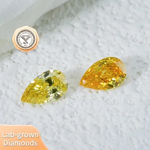 Certified Fancy Vivid Yellow Lab-Grown Diamond Pear Shape Loose Gemstone High Clarity Yellow Lab Diamond For Custom Jewelry