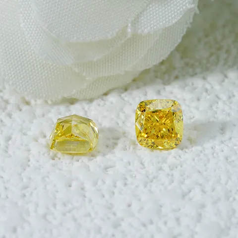 Lab-Grown Yellow Diamond Loose Stone HPHT CVD Synthetic Diamond Cushion Cut For Jewelry Making Professional Wholesale