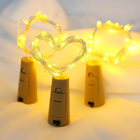 Luci a Corda per Bottiglia di Vino a LED a Tappo Alimentate a Batteria Filo di Rame per Decorazione Atmosfera Matrimonio Natale