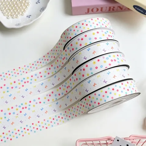 Polyester Matte Ribbon Dopamine Printed Decorative Ribbon For Gift Wrapping DIY Crafts Cake Decoration Spool Kids Party