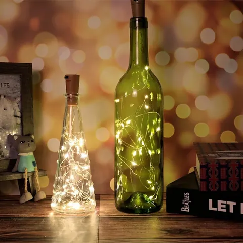 Luci a Corda per Bottiglia di Vino a LED a Tappo Alimentate a Batteria Filo di Rame per Decorazione Atmosfera Matrimonio Natale