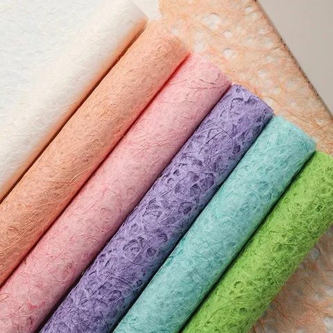 Papier d'Emballage de Fleurs Style Coréen Onirique Texture de Fibre Évidée Goutte d'Eau Pâte de Bois Pure Papier Cadeau Décoratif