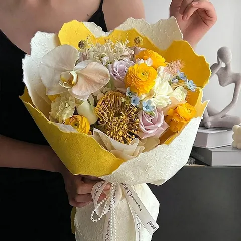 Handmade Texture Flower Wrapping Paper Hand Torn Edge Dongba Paper For Bouquet Floral Art DIY Craft Gift Packaging Paper