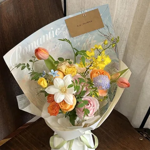 Papel de Embalaje de Flores de Pintura al Óleo Engrosado Papel Kraft Embalaje de Ramo Floral Estilo Impresionista Artístico Papel de Regalo Decorativo Para Floristas