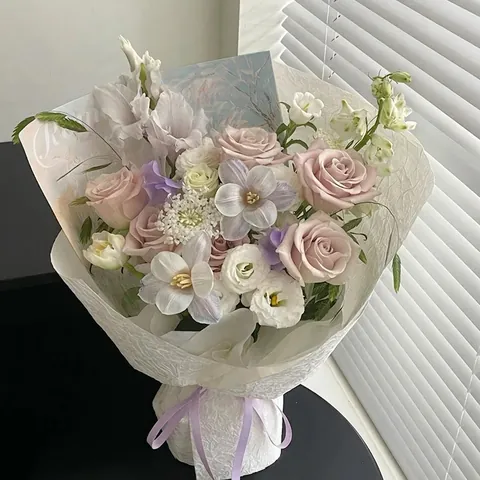 Papel de Embalaje de Flores de Pintura al Óleo Engrosado Papel Kraft Embalaje de Ramo Floral Estilo Impresionista Artístico Papel de Regalo Decorativo Para Floristas
