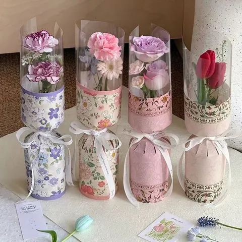 Papel de Envolver Ramos de Flores Pastorales Hojas de Moldeo Todo en Uno Cartón Floral Hojas de Envoltura de PVC Para Embalaje de Regalos Accesorios Para Bodas