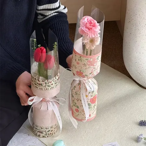 Papel de Envolver Ramos de Flores Pastorales Hojas de Moldeo Todo en Uno Cartón Floral Hojas de Envoltura de PVC Para Embalaje de Regalos Accesorios Para Bodas