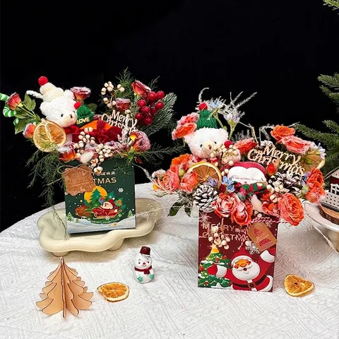 Kerstman Rendier Patroon Cadeau Handtas Snoep Appel Verpakking Doos Feestelijke Party Benodigdheden Geschenkverpakking