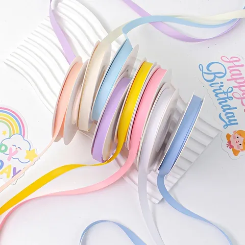 Korean Style Double Sided Matte Ribbon Polyester Fabric Ribbon For Flower Cake Gift Wrapping DIY Bow Birthday Decoration