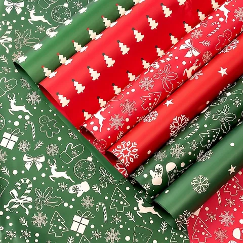 Christmas Waterproof Pearlescent Film Wrapping Paper For Flower Bouquet Gift Box DIY Floral Packaging Craft Materials