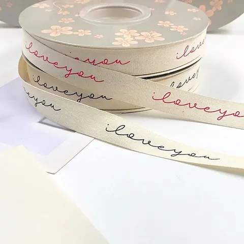 Printed Cotton Blend Ribbon Letter Print Webbing For Gift Flower Bouquet Wrapping DIY Crafts Korean Minimalist Ribbon