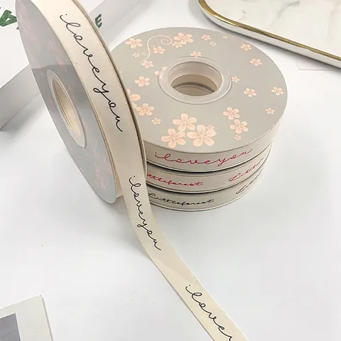 Printed Cotton Blend Ribbon Letter Print Webbing For Gift Flower Bouquet Wrapping DIY Crafts Korean Minimalist Ribbon