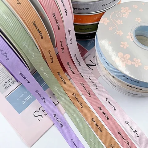 Polyester Grosgrain Ribbon With English Letter Print Special Day Serendipity For Flower Bouquet Cake Gift Wrapping Decoration