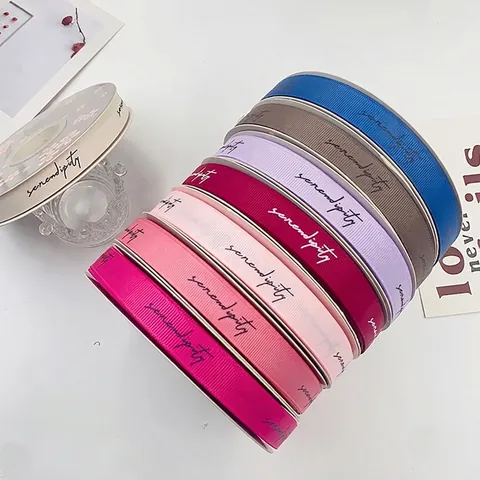 Polyester Grosgrain Ribbon With English Letter Print Special Day Serendipity For Flower Bouquet Cake Gift Wrapping Decoration