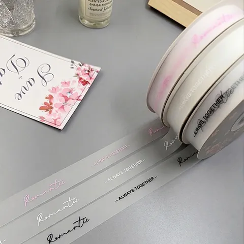 Cinta Jelly Transparente Mate Impresión de Letras Románticas Embalaje de Flores DIY Ramo de Regalos Decorativo