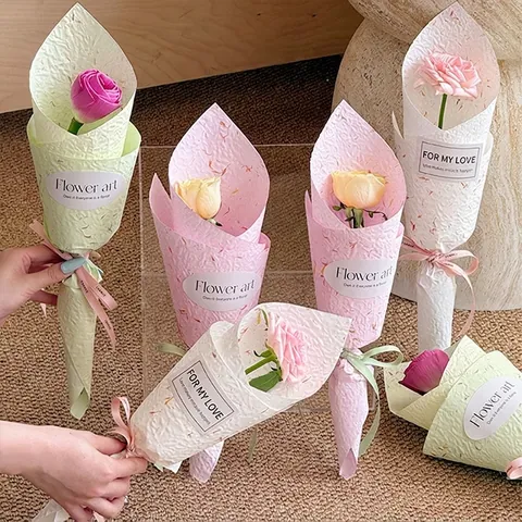 Hand-Torn Petal Texture Flower Wrapping Paper Natural Fiber Deckle Edge Gift Packaging Paper For Floral Bouquet Decorations