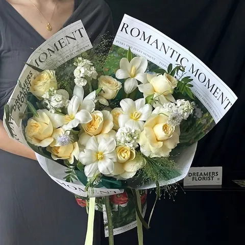 Romantic Moment Oil Painting Flower Wrapping Paper Forest Style Kraft Paper For Bouquet Gift Decoration Floral Design