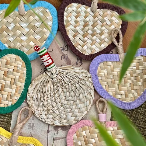 Vintage Chinese Style Miniature Handmade Bamboo Woven Fan Dragon Boat Festival DIY Craft Hanging Decoration Retro Small Fan Ornaments