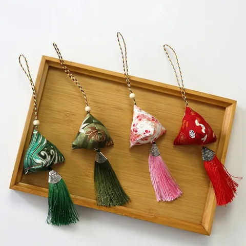 Chinese Style Embroidered Zongzi Scented Sachet Mugwort Mosquito Repellent Hanging Pendant Tassels Home Car Decor
