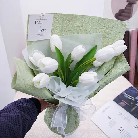 Natural Stone Pattern Hand Crinkled Crepe Paper For Flower Bouquet Packaging DIY Florist Art Gift Wrapping Decor Material