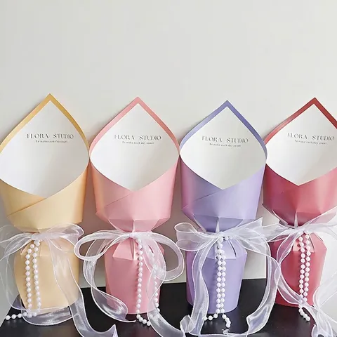 Mother's Day Waterdrop Shaped Flower Packaging Paper Cardboard Bouquet Wrapper Integrated Shaping Sheet For Florist DIY Floral Gifts Arrangement